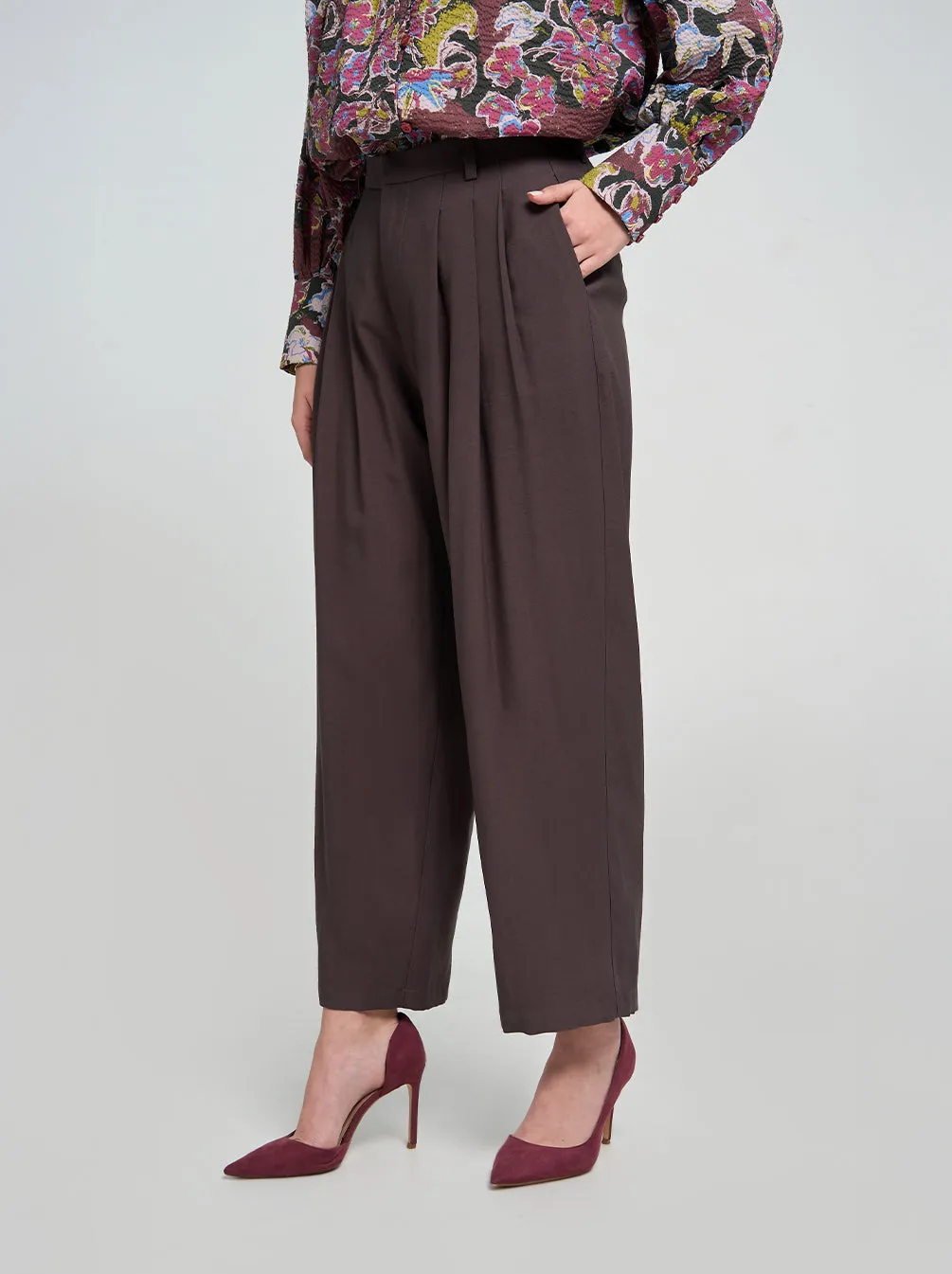 NELY STRAIGHT PANTS DARK TAUPE
