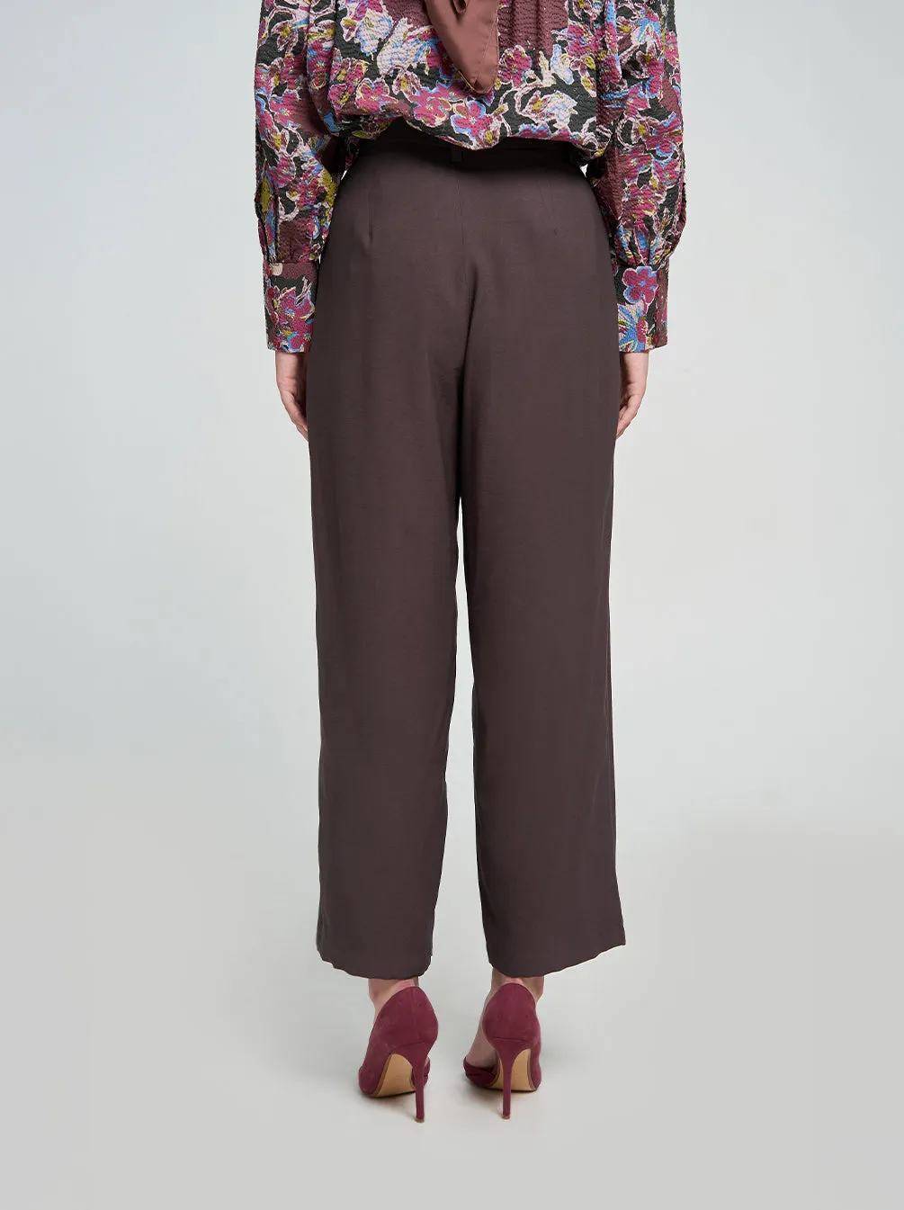 NELY STRAIGHT PANTS DARK TAUPE