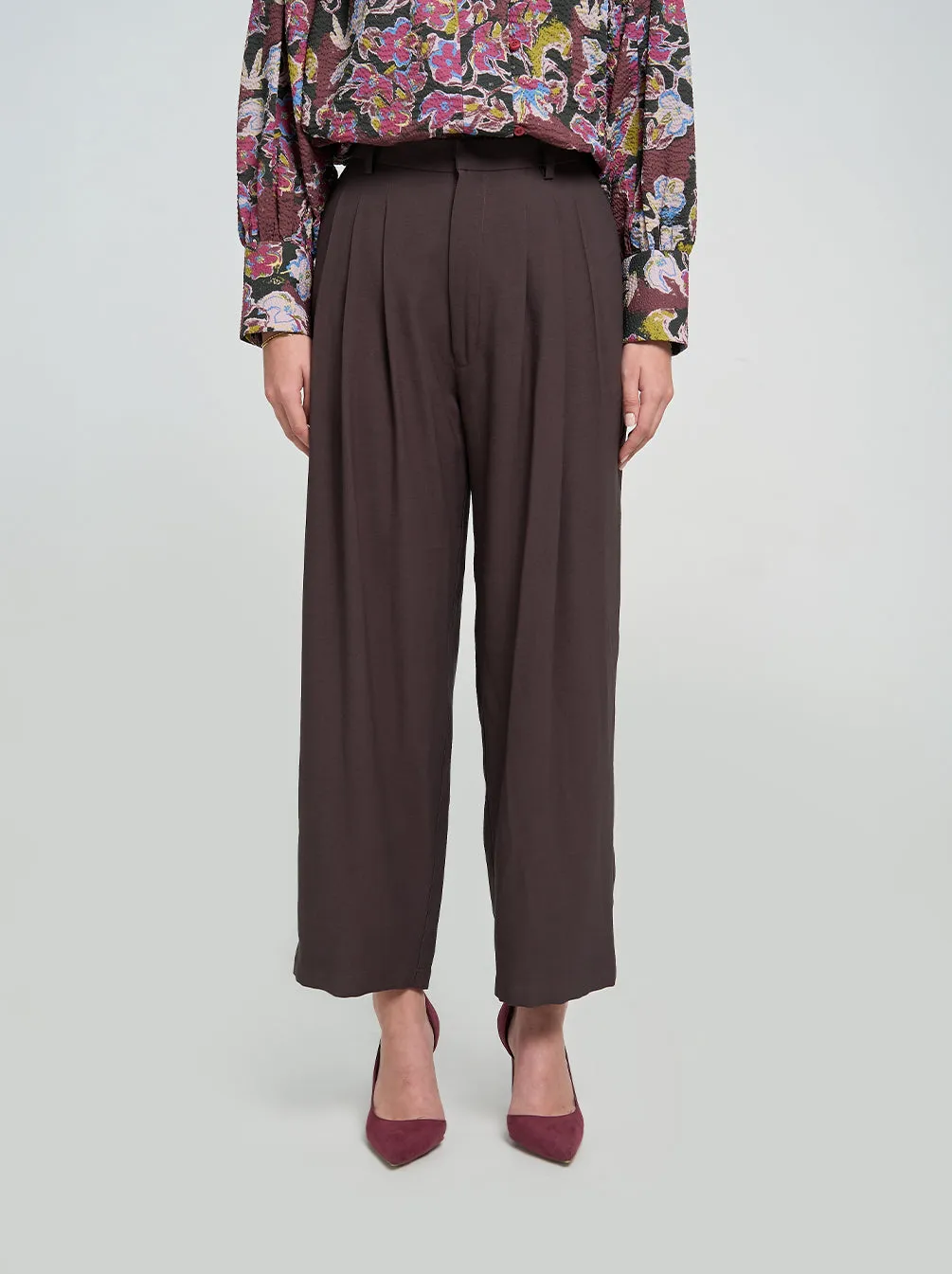 NELY STRAIGHT PANTS DARK TAUPE