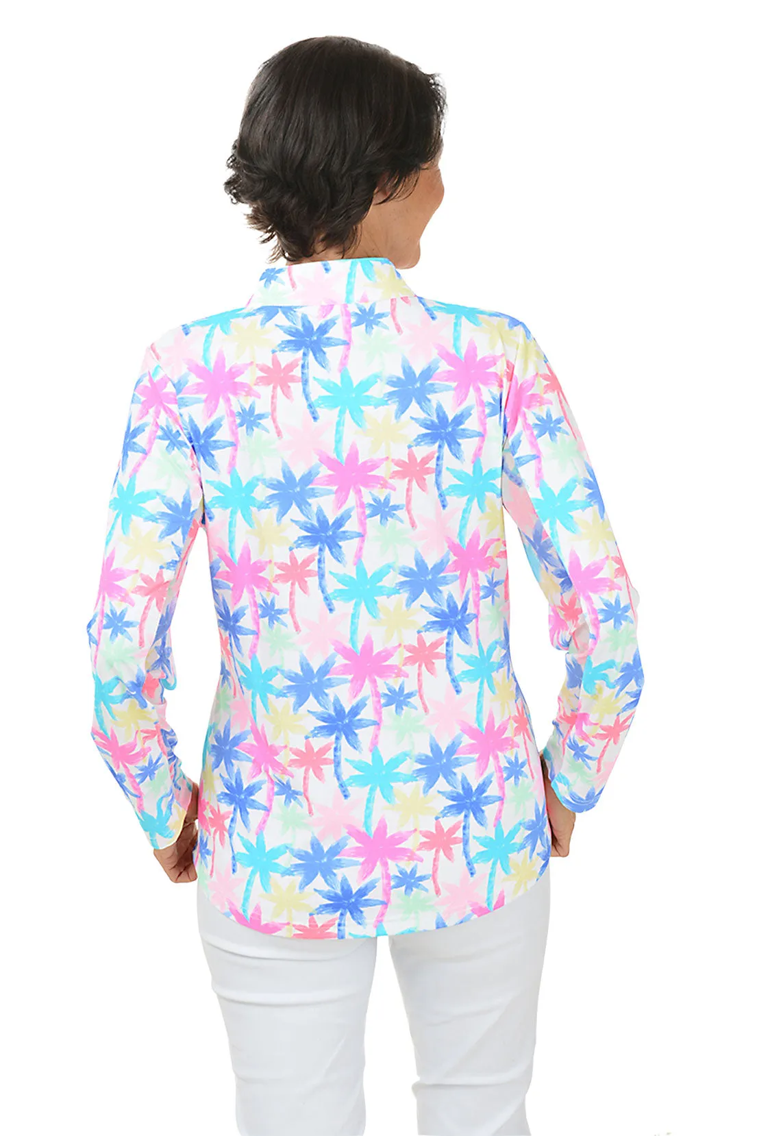 Neon Palms Cooling UPF50  Mock Neck Top