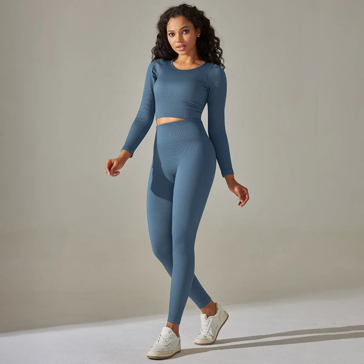 New Arrival OEM Women's Long Sleeve Shirts Legging Set High Waist Seamless Workout Yoga Set