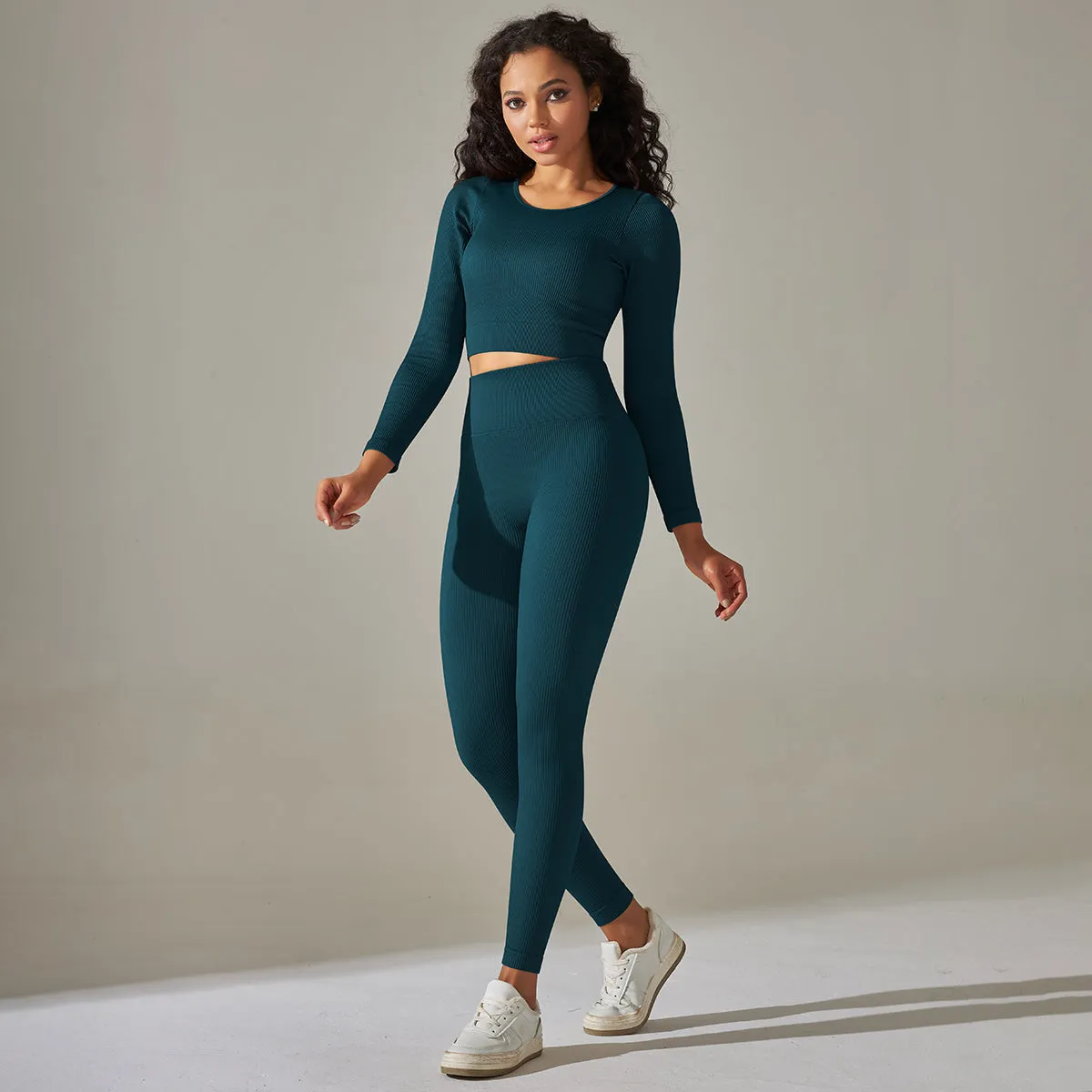 New Arrival OEM Women's Long Sleeve Shirts Legging Set High Waist Seamless Workout Yoga Set