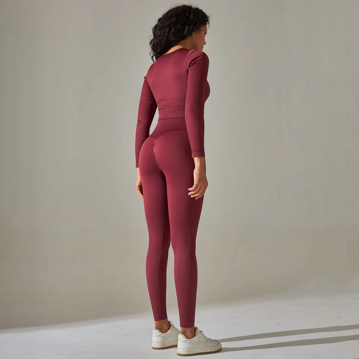New Arrival OEM Women's Long Sleeve Shirts Legging Set High Waist Seamless Workout Yoga Set