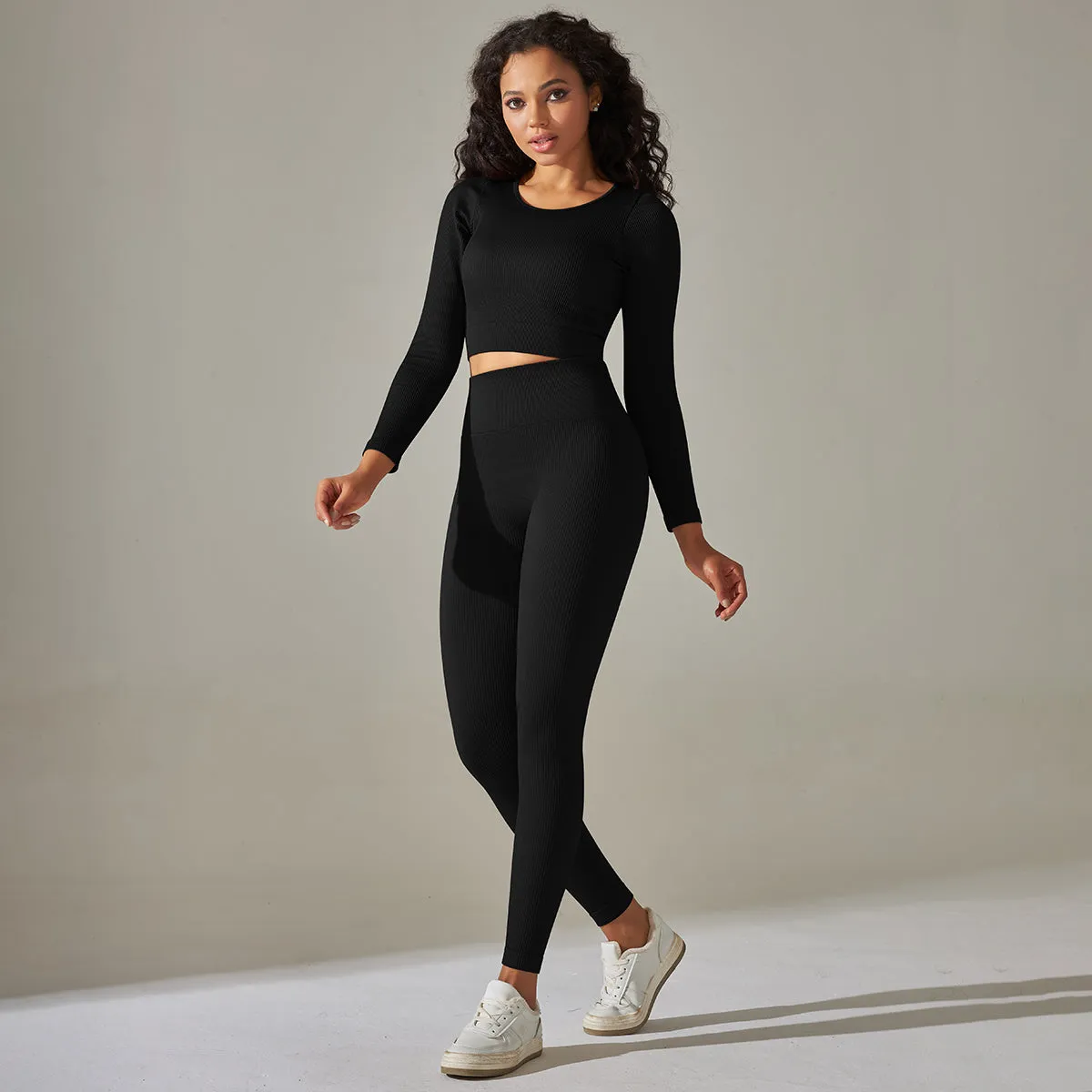New Arrival OEM Women's Long Sleeve Shirts Legging Set High Waist Seamless Workout Yoga Set