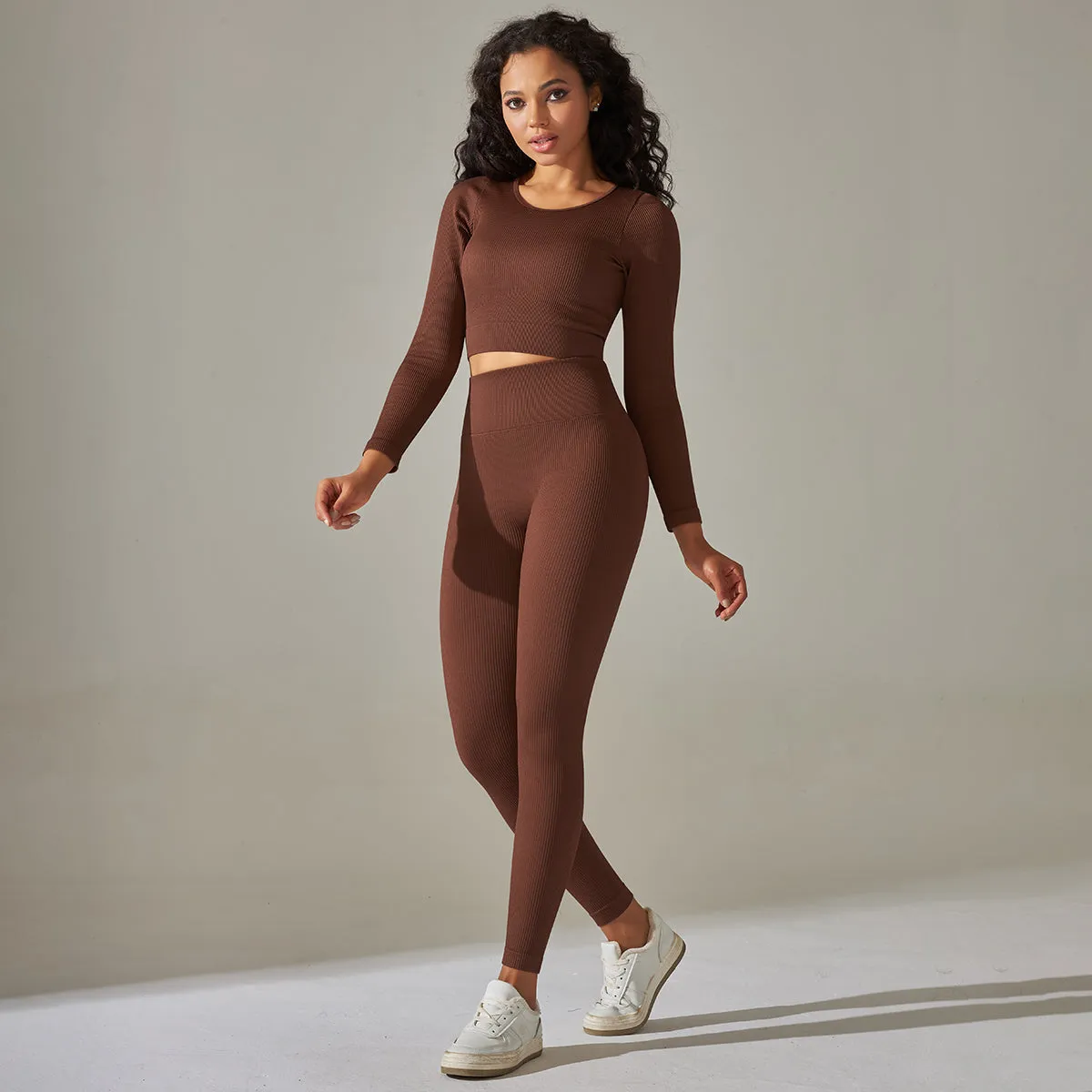 New Arrival OEM Women's Long Sleeve Shirts Legging Set High Waist Seamless Workout Yoga Set