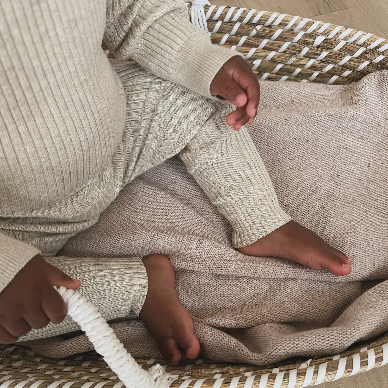 Noa Cotton Ribbed Knit Leggings (Wheat)