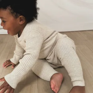 Noa Cotton Ribbed Knit Leggings (Wheat)