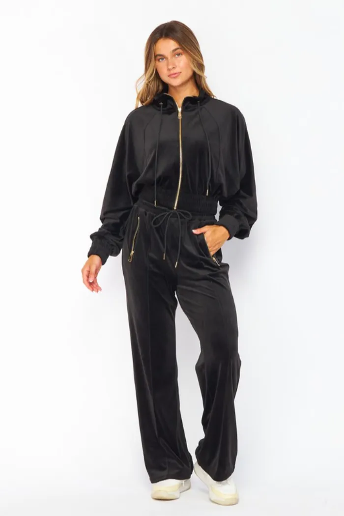 Noir Luxe Velour Lounge Pants