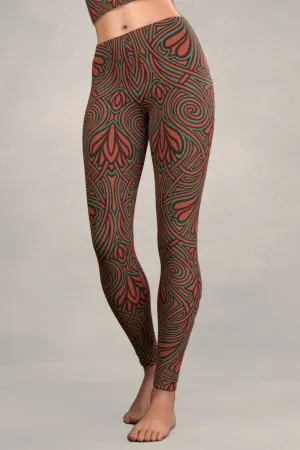 Nouveau Vines Leggings: Turquoise & Rose