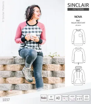 Nova knit raglan sweatshirt for women (PDF)
