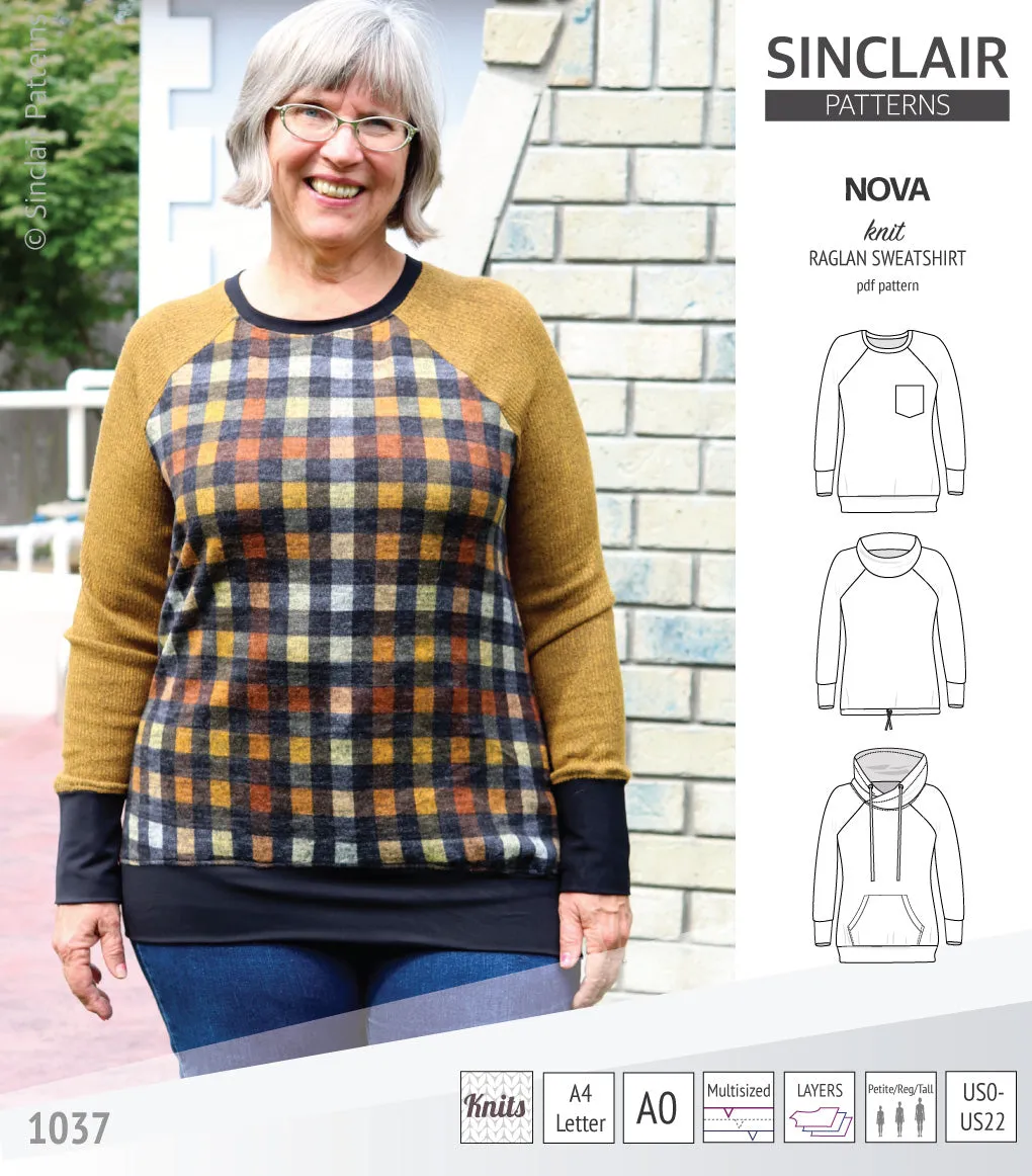 Nova knit raglan sweatshirt for women (PDF)