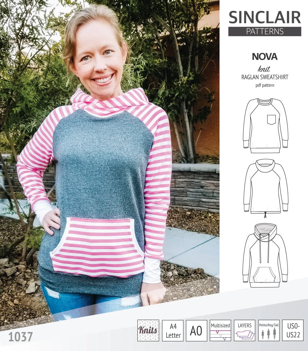 Nova knit raglan sweatshirt for women (PDF)