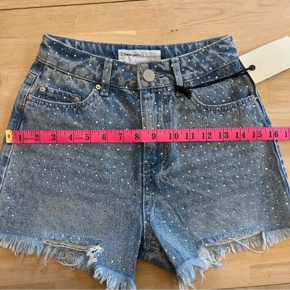 NWT BanJara Rhinestone Super High Rise Relaxed Fit Denim Shorts/Size 00