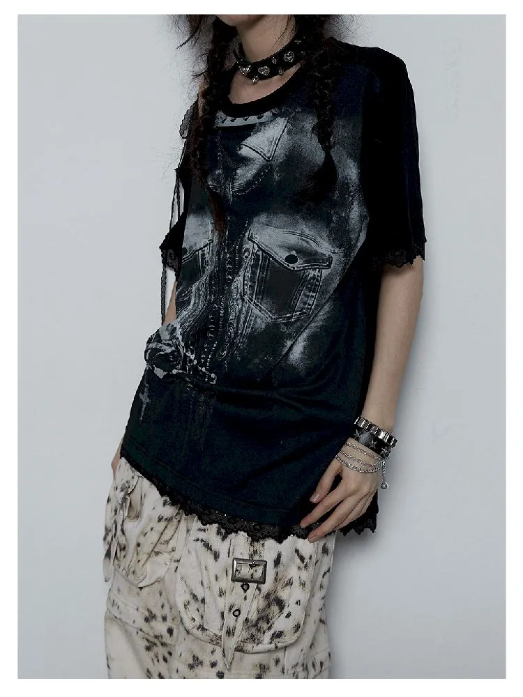 off-shoulder loose short-sleeved T-shirt