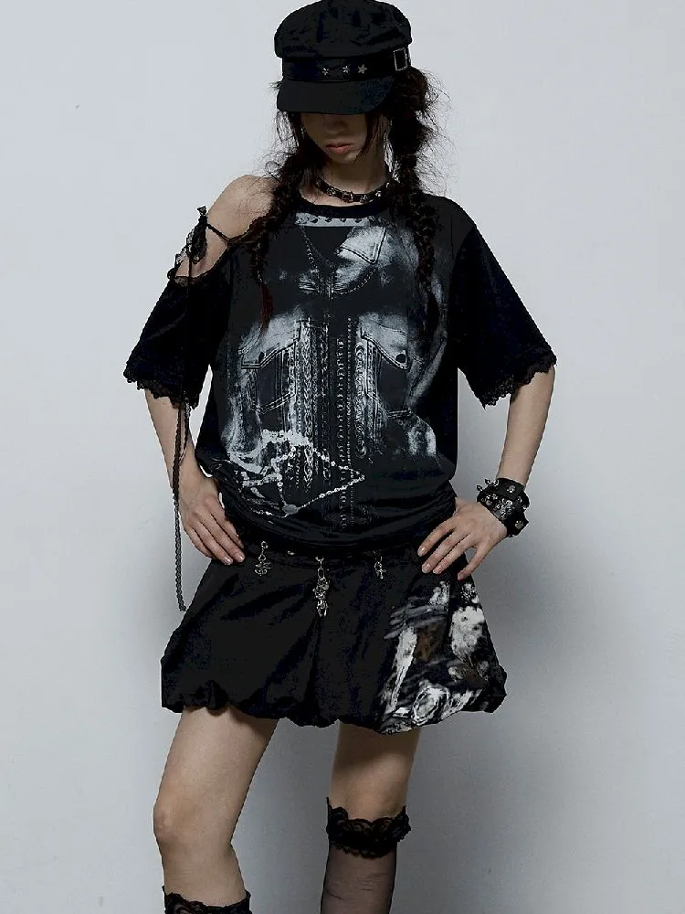 off-shoulder loose short-sleeved T-shirt