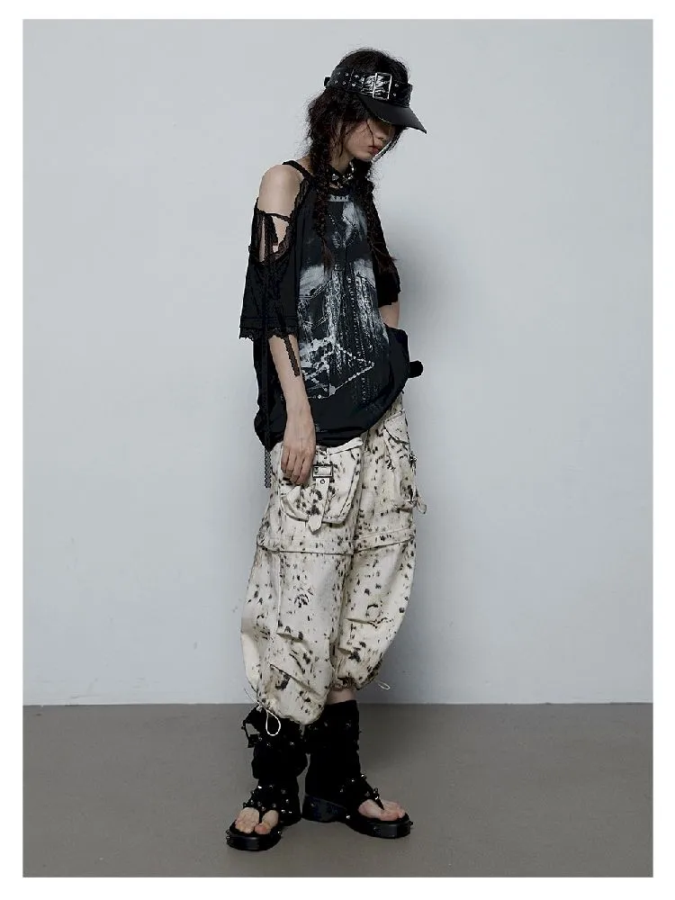 off-shoulder loose short-sleeved T-shirt