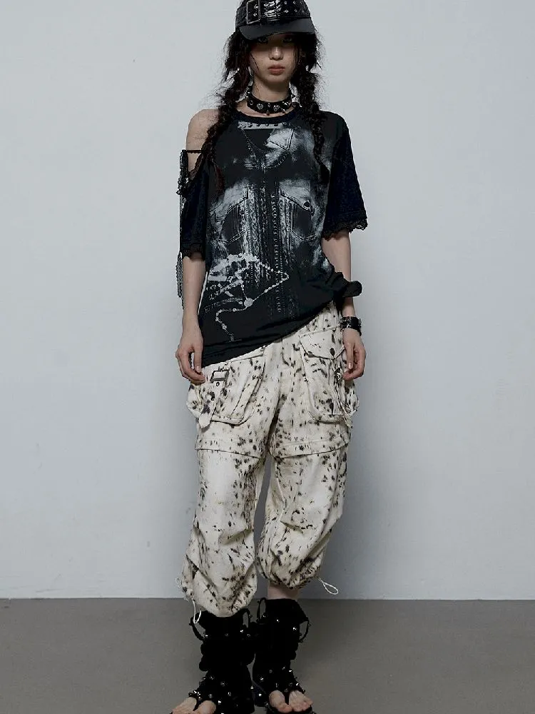 off-shoulder loose short-sleeved T-shirt