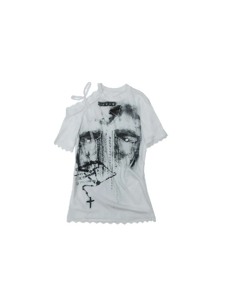 off-shoulder loose short-sleeved T-shirt