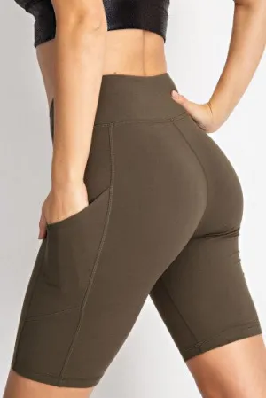 Olive Butter Soft Bike Short with Side Pocket