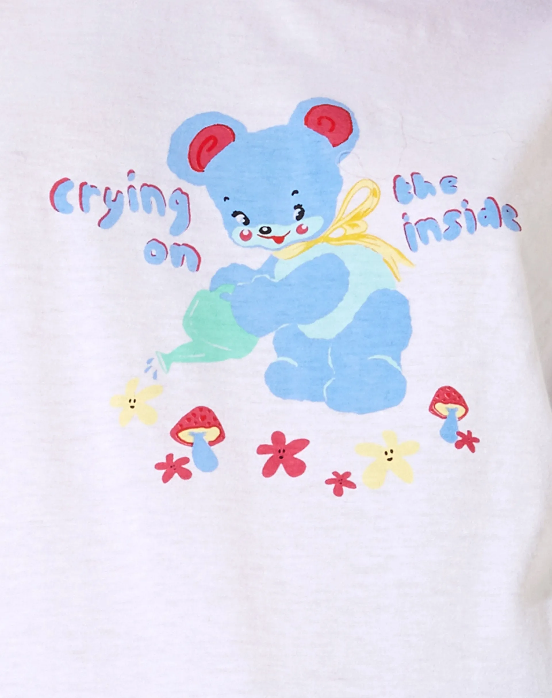 Olivia Long Sleeve Tee in White Crying On The Inside