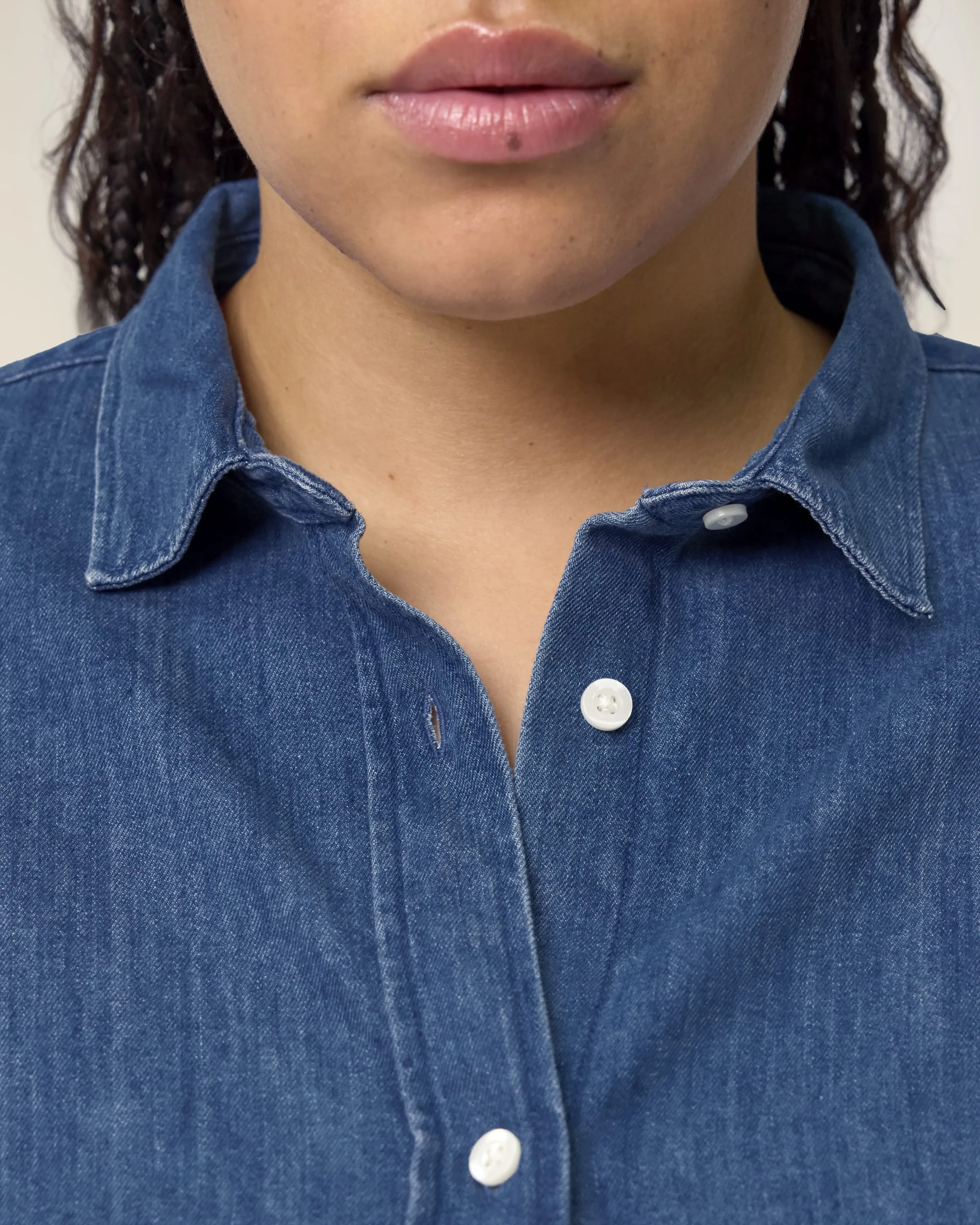 Organic Cotton Long Sleeve Denim Shirt: Womens