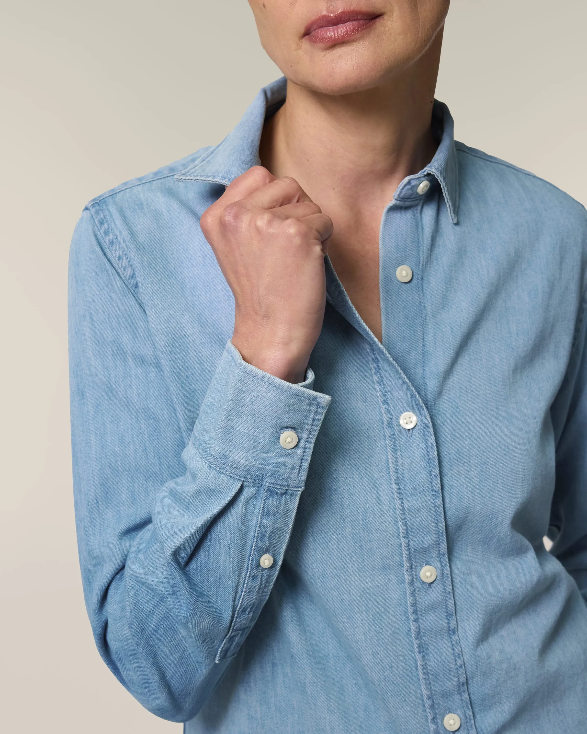 Organic Cotton Long Sleeve Denim Shirt: Womens