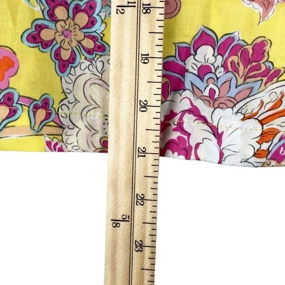Papinelle NEW Ella Boxer PJ Set Sz XS Punk Yellow Floral Shorts Cotton