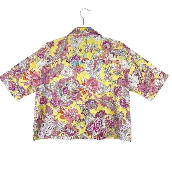 Papinelle NEW Ella Boxer PJ Set Sz XS Punk Yellow Floral Shorts Cotton