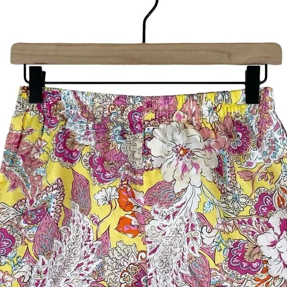Papinelle NEW Ella Boxer PJ Set Sz XS Punk Yellow Floral Shorts Cotton