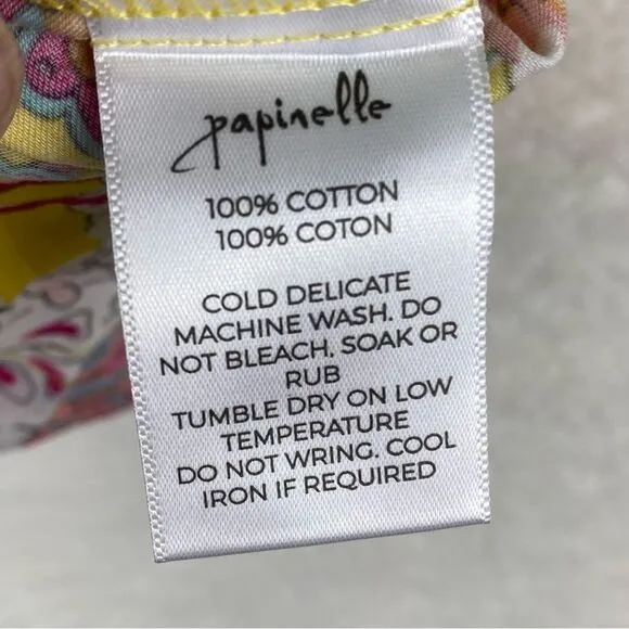 Papinelle NEW Ella Boxer PJ Set Sz XS Punk Yellow Floral Shorts Cotton