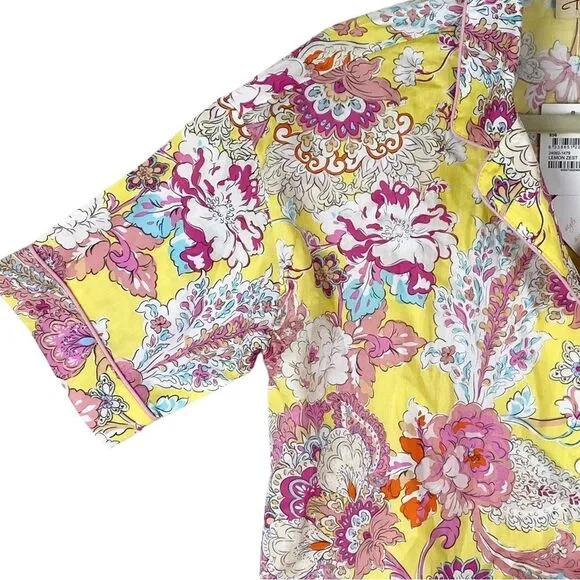 Papinelle NEW Ella Boxer PJ Set Sz XS Punk Yellow Floral Shorts Cotton