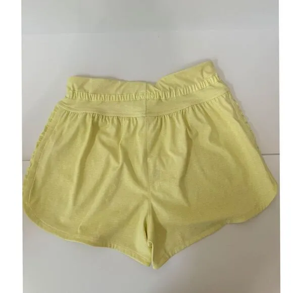 Pastel Yellow High-Waisted Athletic‎ Shorts with Drawstring &amp; Pockets Activewear