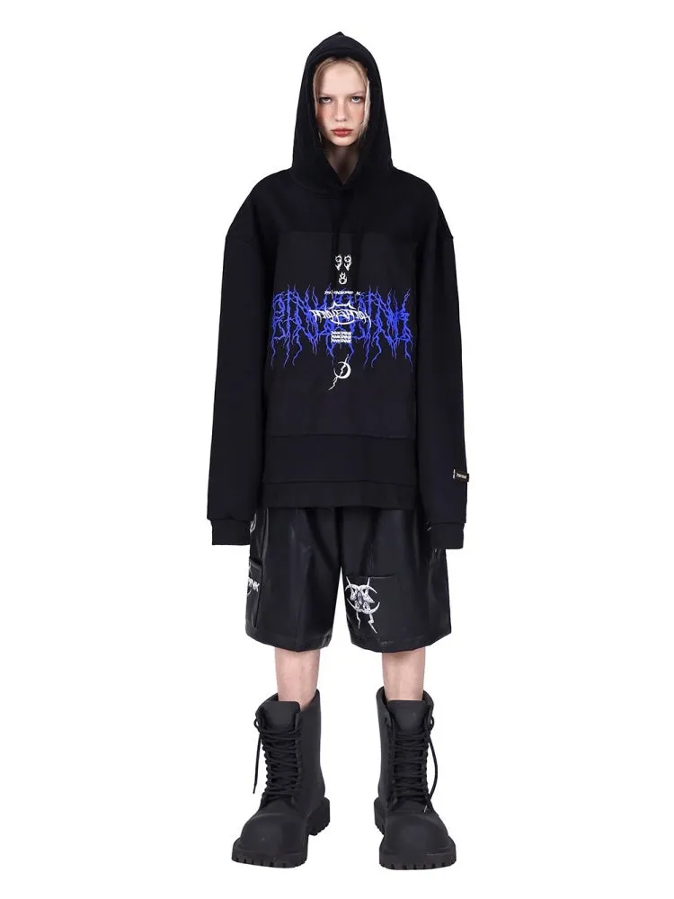 Patch Loose Gender-Free Hooded Jacket