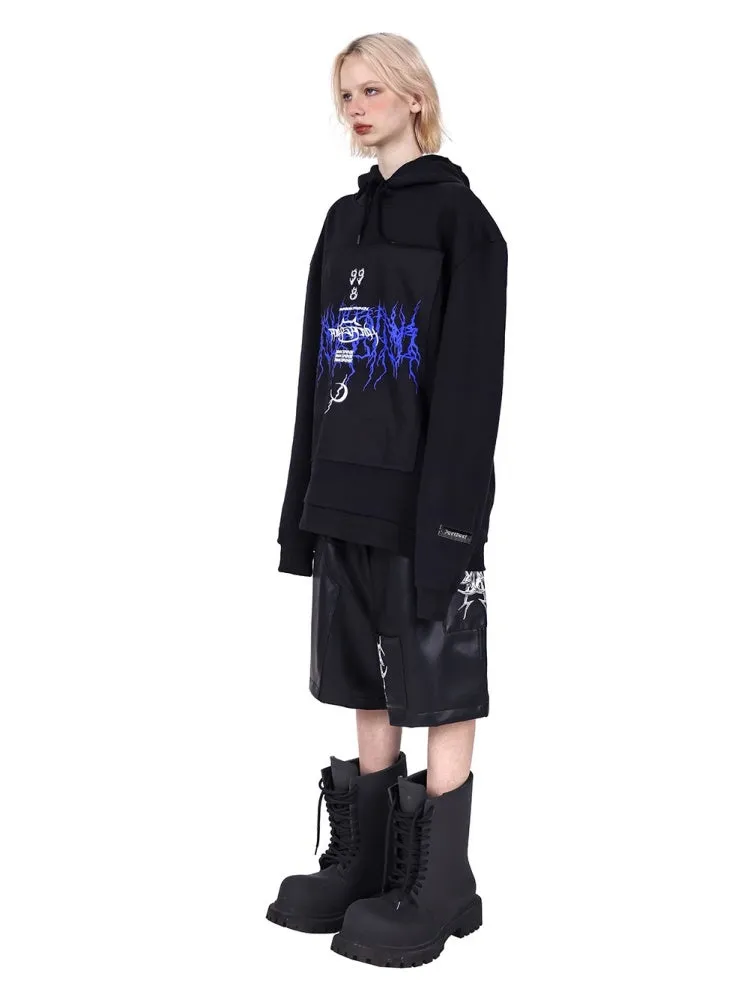 Patch Loose Gender-Free Hooded Jacket