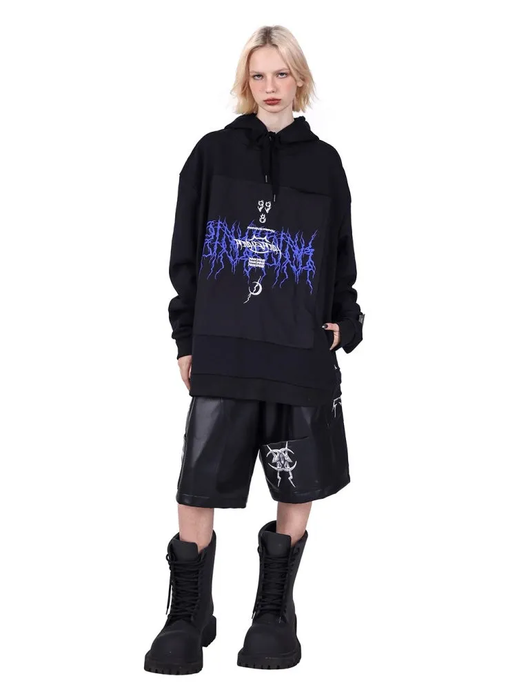 Patch Loose Gender-Free Hooded Jacket