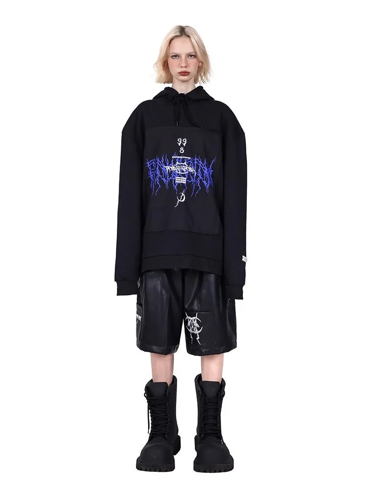 Patch Loose Gender-Free Hooded Jacket