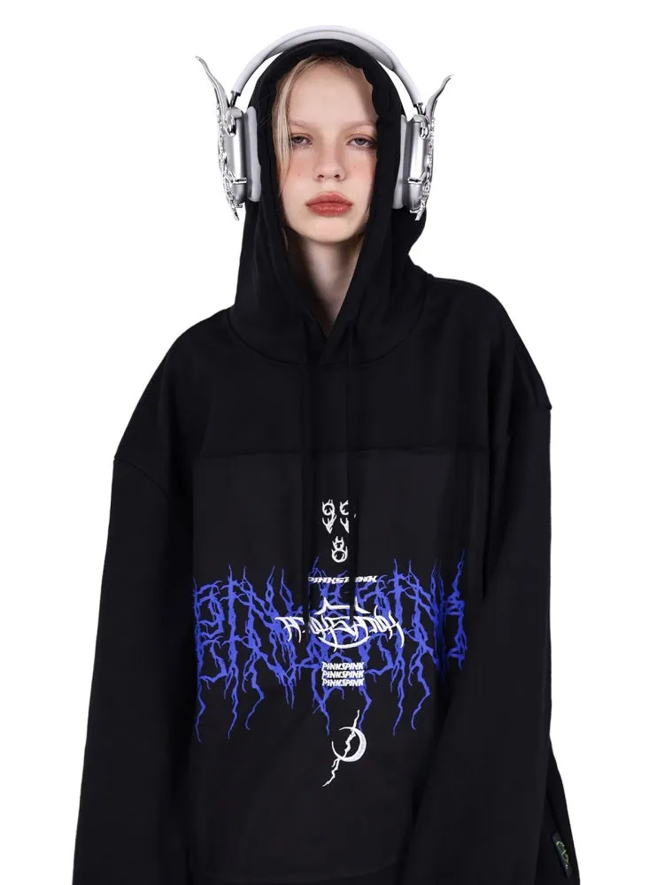 Patch Loose Gender-Free Hooded Jacket