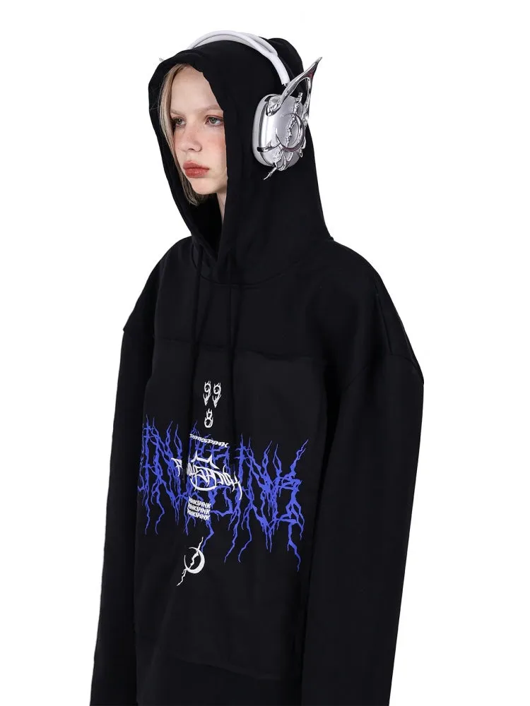 Patch Loose Gender-Free Hooded Jacket