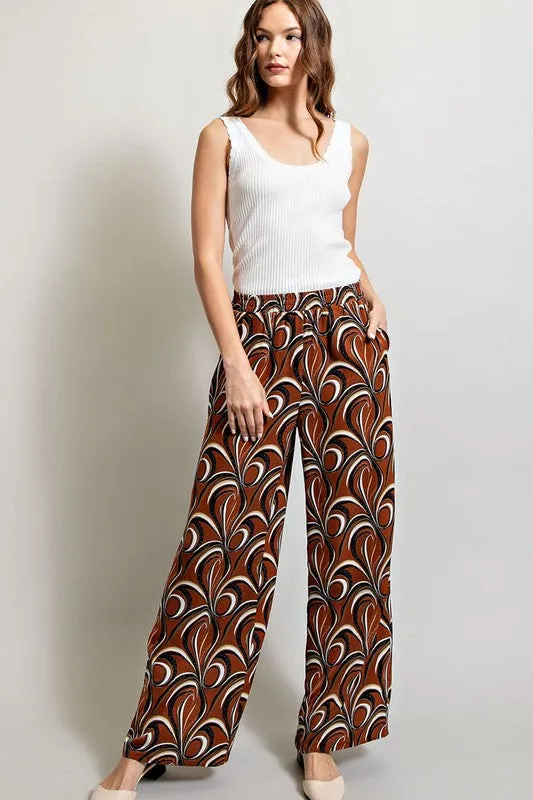 PENELOPE STRAIGHT LEG PANTS - BROWN