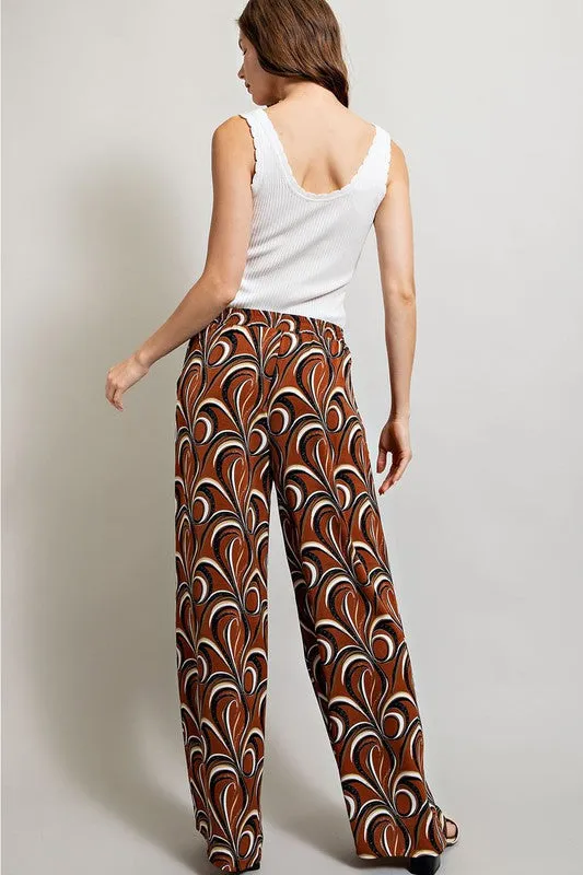 PENELOPE STRAIGHT LEG PANTS - BROWN