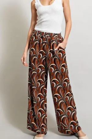 PENELOPE STRAIGHT LEG PANTS - BROWN