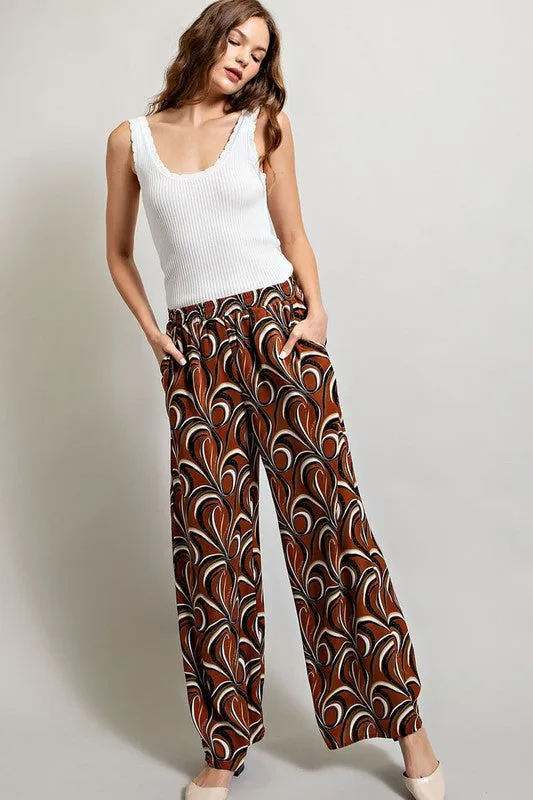 PENELOPE STRAIGHT LEG PANTS - BROWN