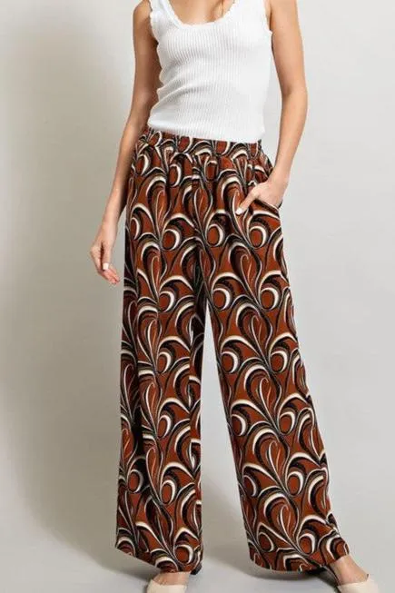 PENELOPE STRAIGHT LEG PANTS - BROWN