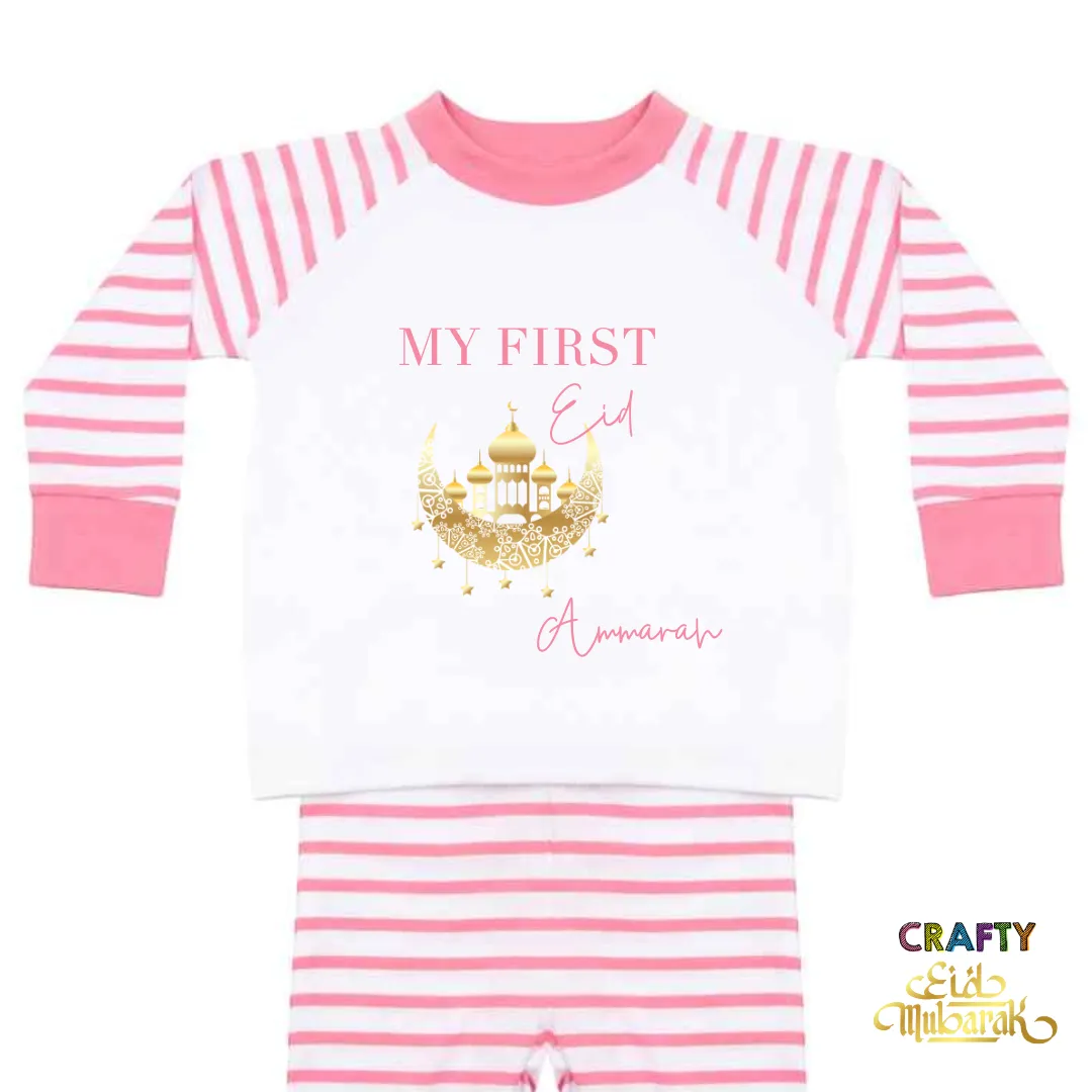 Personalised My First Eid Baby/Toddler Pyjamas - Pink