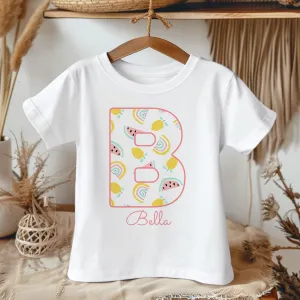 Personalised Name Watermelon & Lemon Theme Toddler & Kids T Shirt