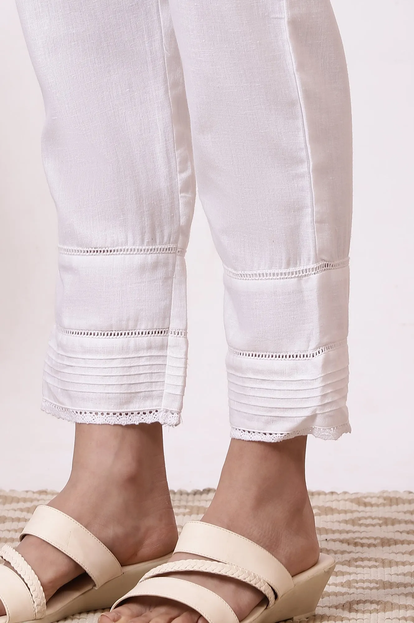 Pink Embroidered Cotton Lurex Kurta and Pants Set