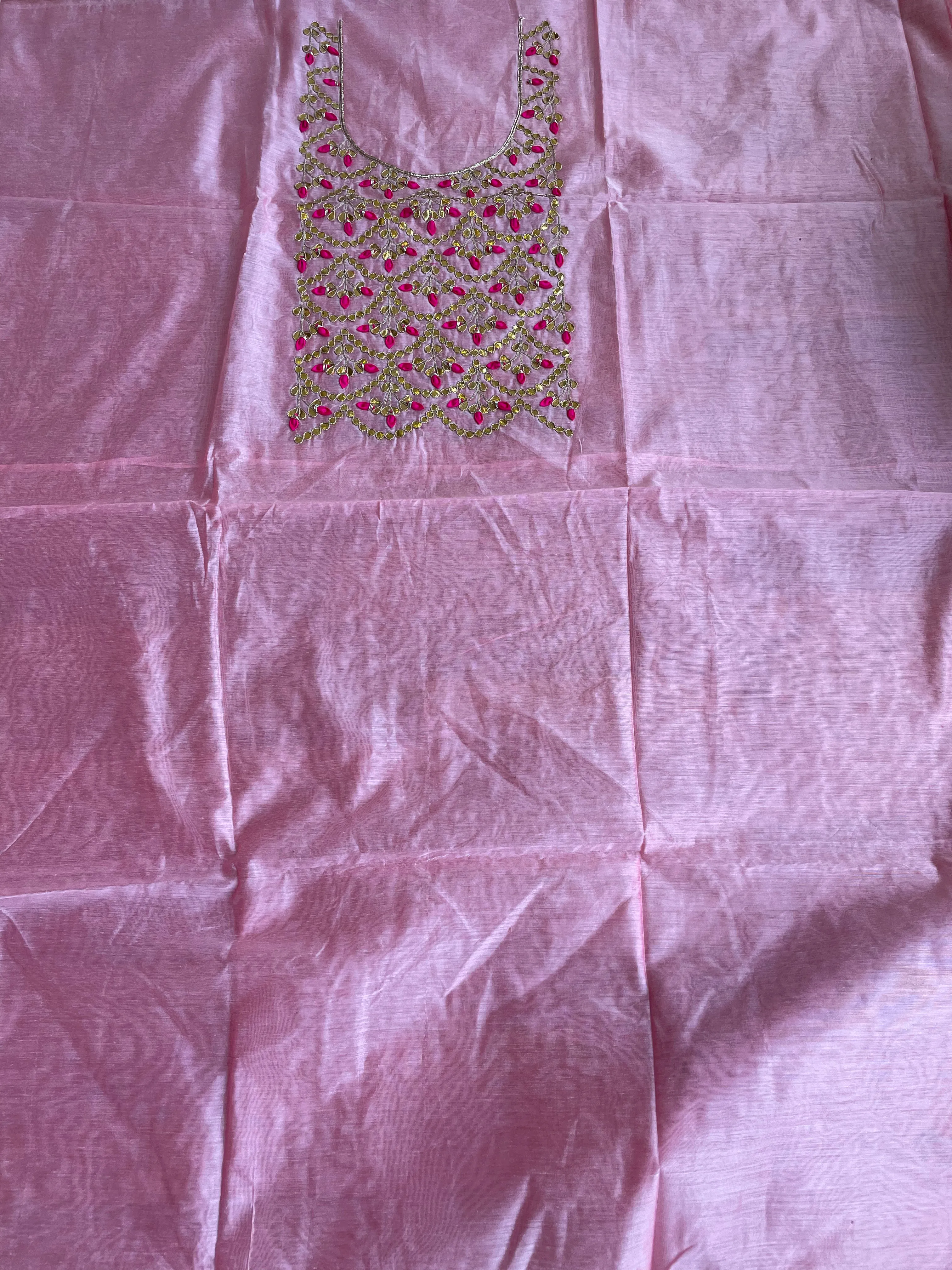 Pink Gota Patti Chanderi Kurti