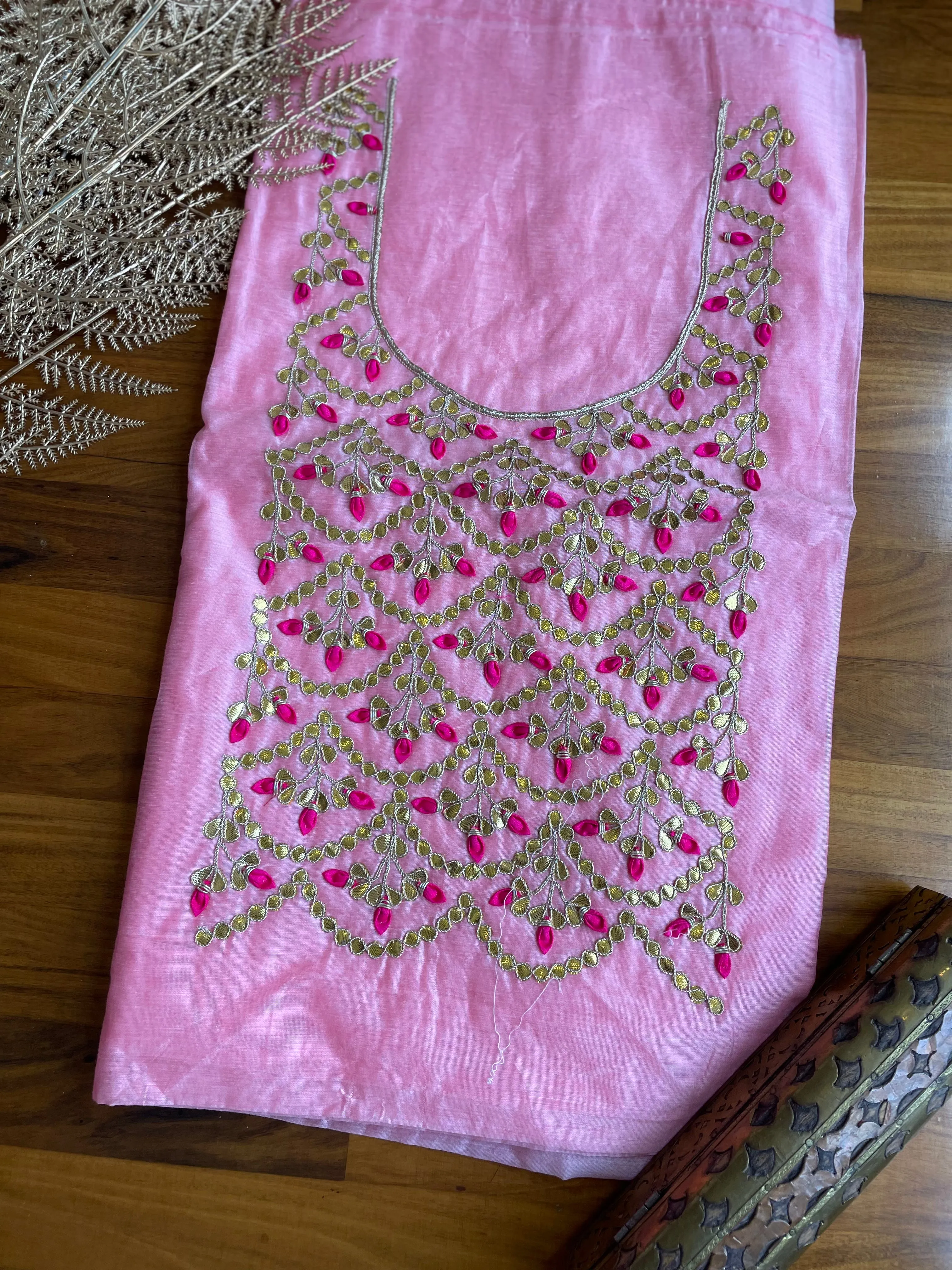 Pink Gota Patti Chanderi Kurti