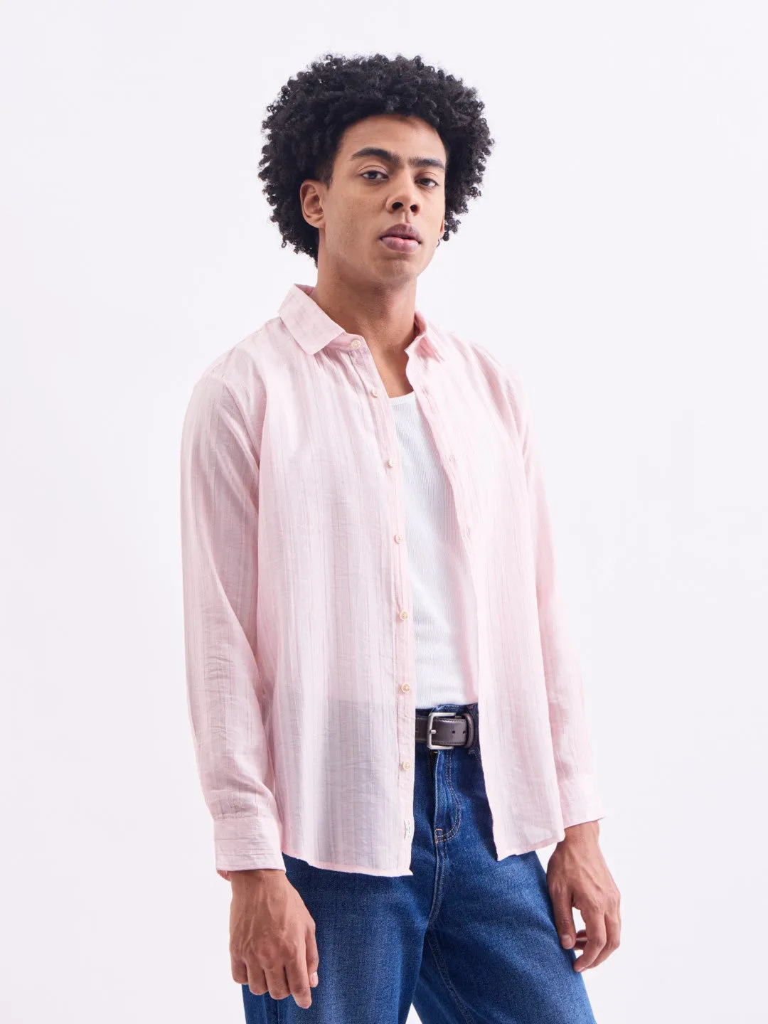 Pink Striped Slim Fit Shirt