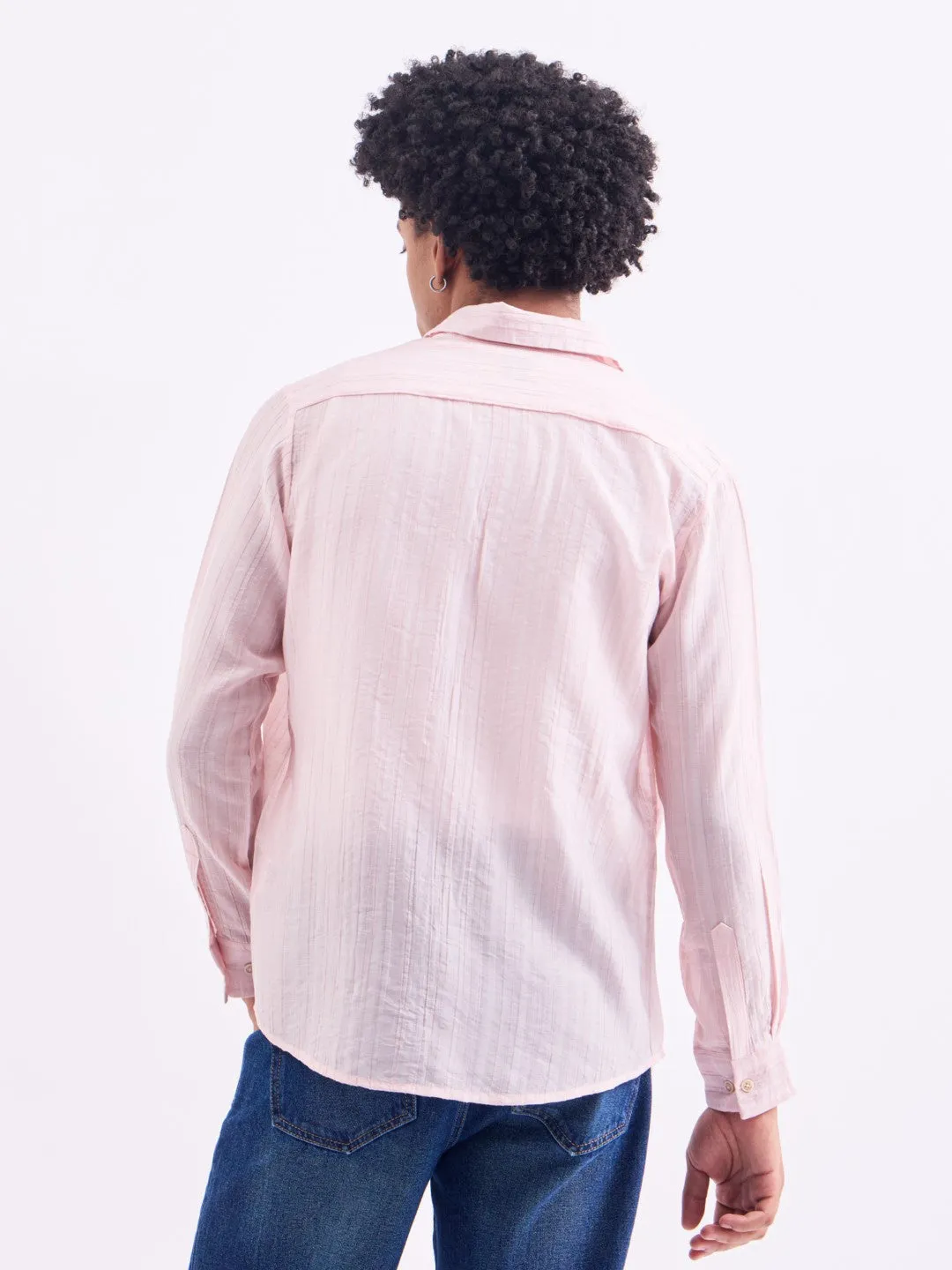 Pink Striped Slim Fit Shirt